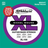 EXL156 Nickel Would Fender Bass VI Set 24-84
